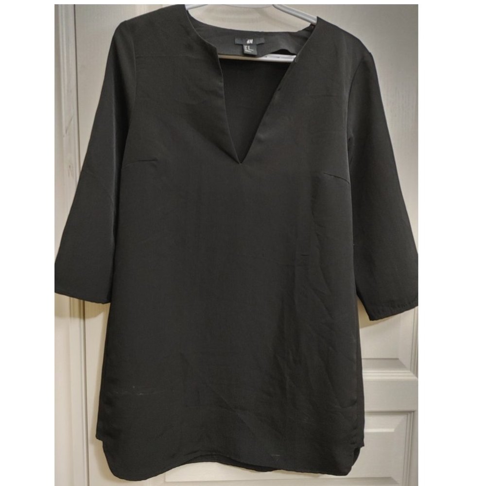 H&M WOMENS BLACK TUNIC SHIRT (US10)